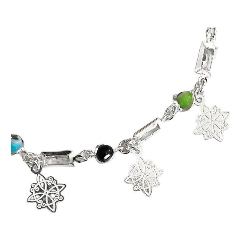 Pulsera Ajustable Nudo De Bruja Laser Zirconias Plata 925