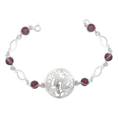 Pulsera Mariposa Flores Piedra Natural Cuarzo Plata 925