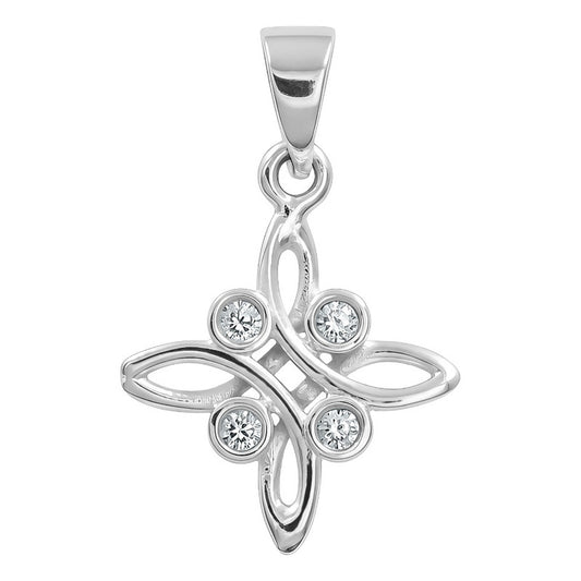 Dije Mini Nudo De Bruja Celta 4 Zirconias Mujer Plata 925 Blanco