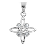 Dije Mini Nudo De Bruja Celta 4 Zirconias Mujer Plata 925 Blanco