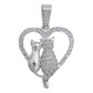 Collar Corazón Grande Gatos Zirconias Amor Regalo Plata 925