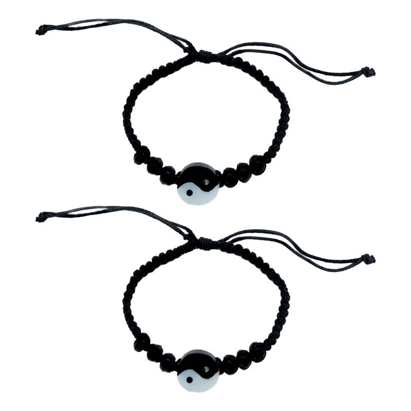 2 Pzs Pulsera Ying Yang Hecho Mano Artesanal Suerte Regalo