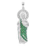 Dije Medalla Grande San Judas Tadeo Zirconias Plata925 6.1cm Verde