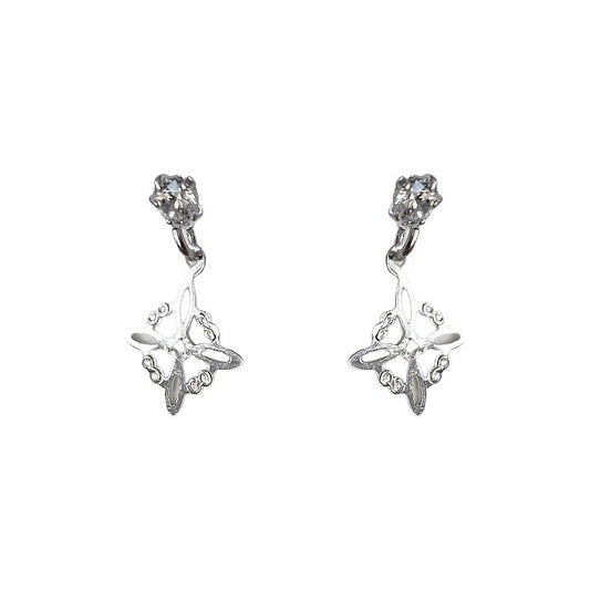 Aretes Broquel Pendiente Nudo De Bruja Zirconia Plata Ley925