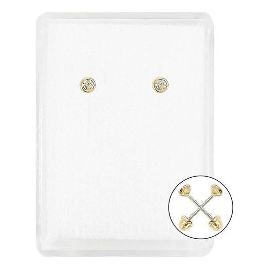 Aretes Broquel Bicel Zirconia Amor Mujer Regalo 2 Mm Oro 10k