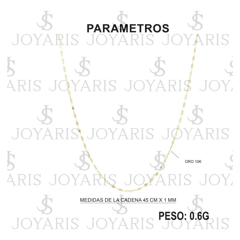 Cadena De Oro Italiano 10k Granito De Cafe 45 Cm X 1 Mm