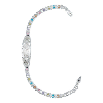 Pulsera Ajustable Dama Placa San Judas Grabado Plata Ley 925