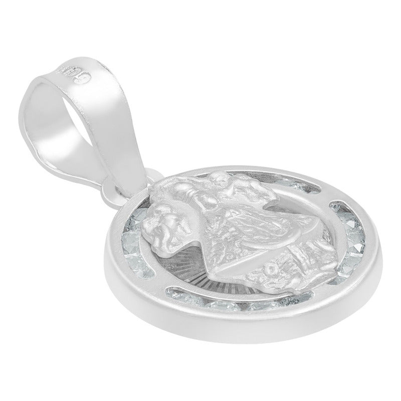 Dije Mini Medalla Bautizo Virgen Zapopan Plata 925 1.2 Cm Blanco