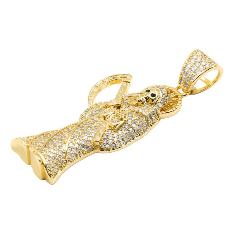 Dije Grande Santa Muerte Oro Laminado 14k Piedra 6 Cm Amarillo