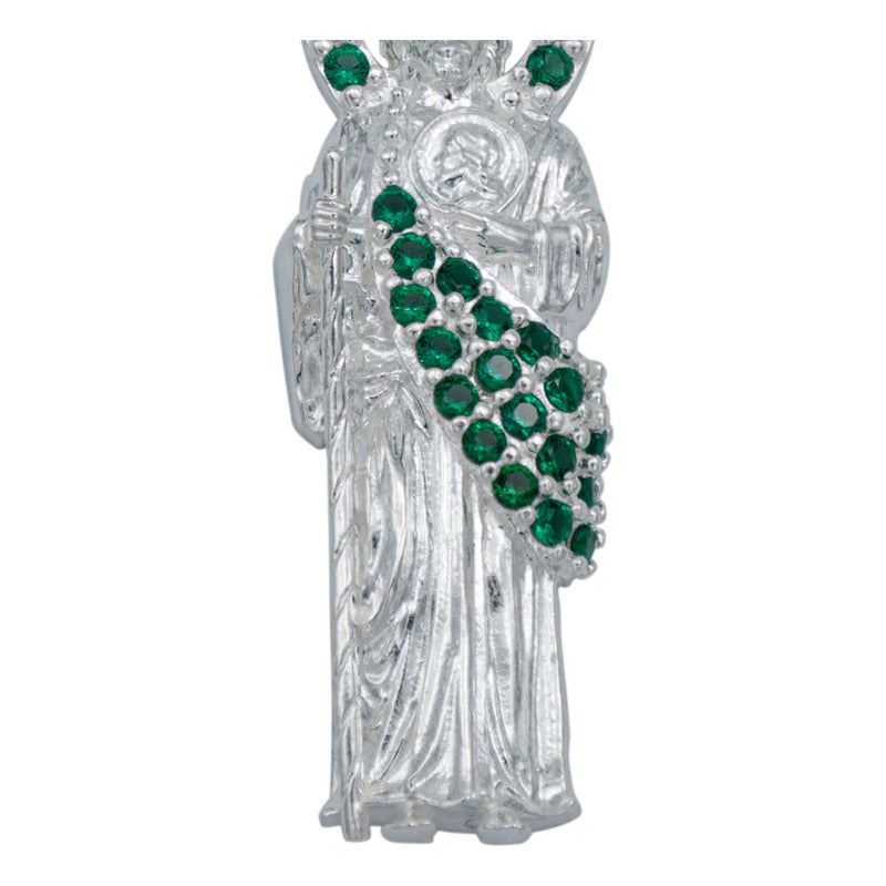 Dijes San Judas Tadeo Zirconias Hombre Plata 925 Con Cadena