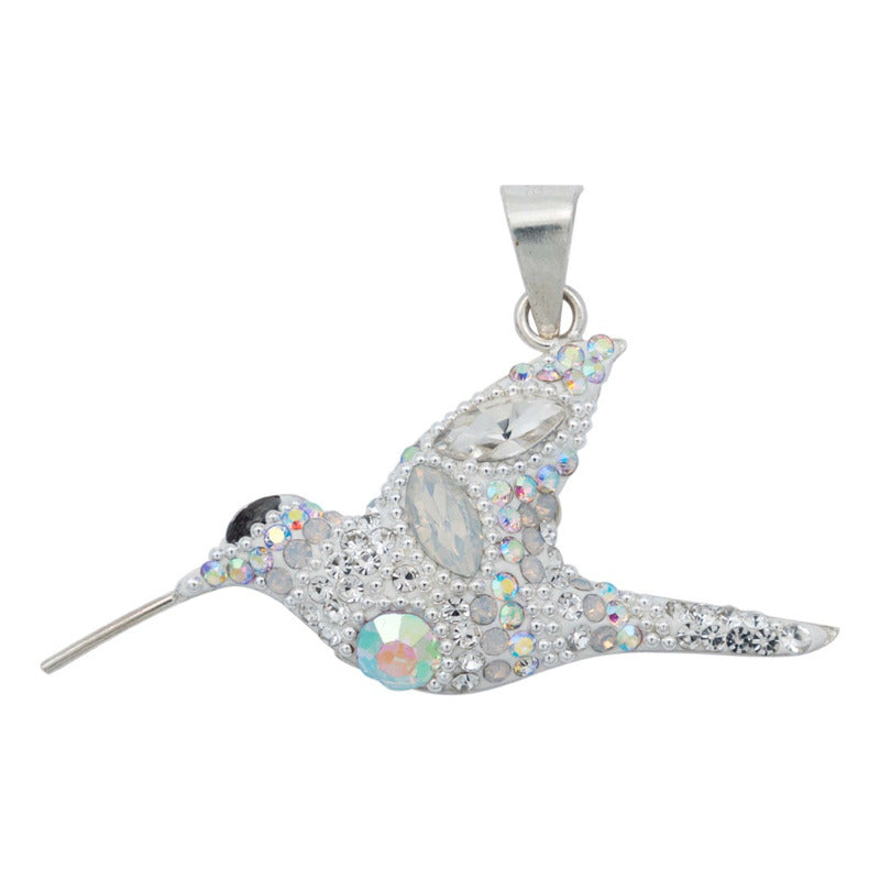 Colibri Dije Arete Cadena Piedras Conjunto Mediano Plata 925
