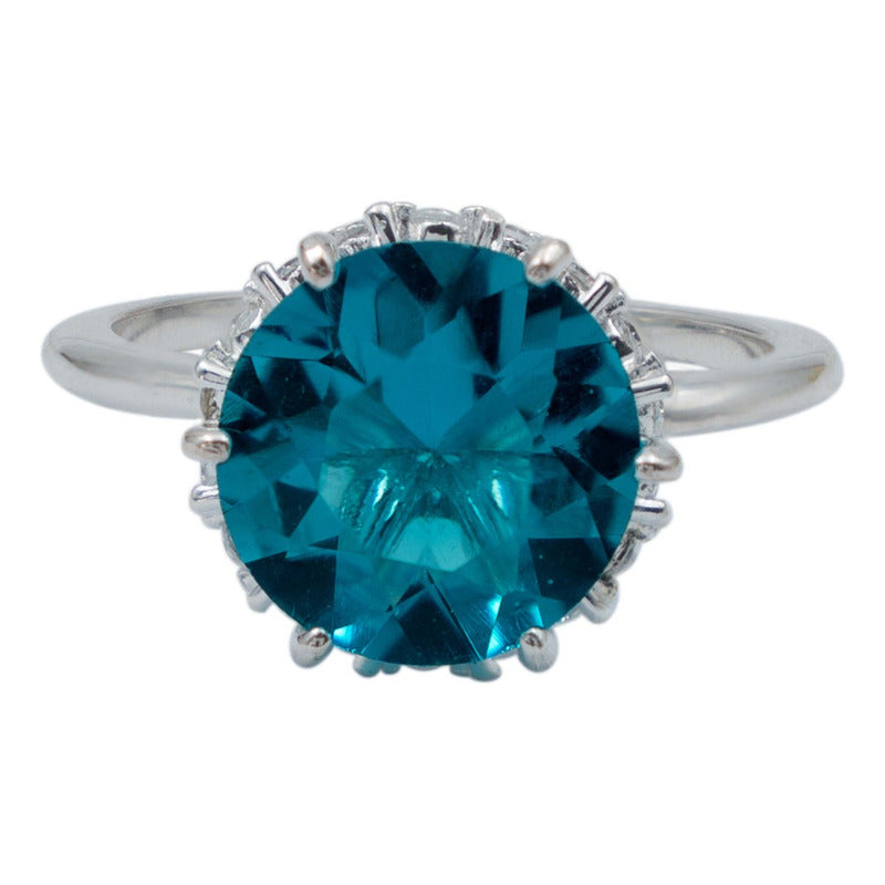 Anillo Promesa Amor Plata Obsidiana Paraiba Certificado 2 Ct