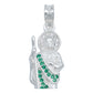Dije San Judas Tadeo Chico Premium Zirconia Plata.925 Cadena Verde