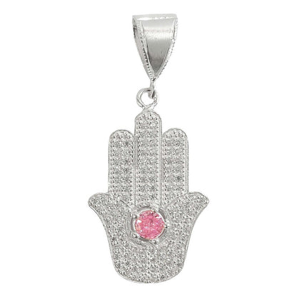 Dije Mano De Fatima Grande Ojo Zirconias Plata Ley 925
