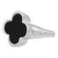 Anillo Grande Hombre Mujer Trebol Esmaltado Resina Plata 925 Negro 10