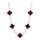 Cadena Con Dijes Trebol Esmaltado Corridos Plata 925 65 Cm