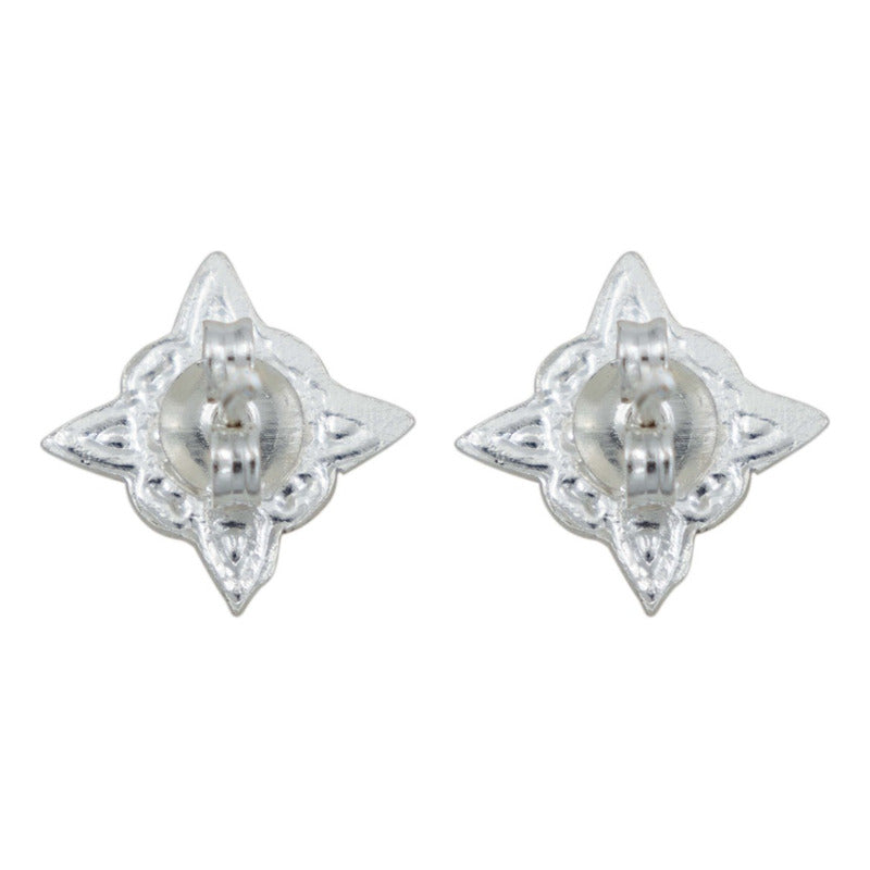 Arete Broquel Nudo De Bruja Laser Esmaltado Plata 925