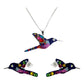 Collar Aretes Colibrí Artesanal Zirconias Plata Ley 925