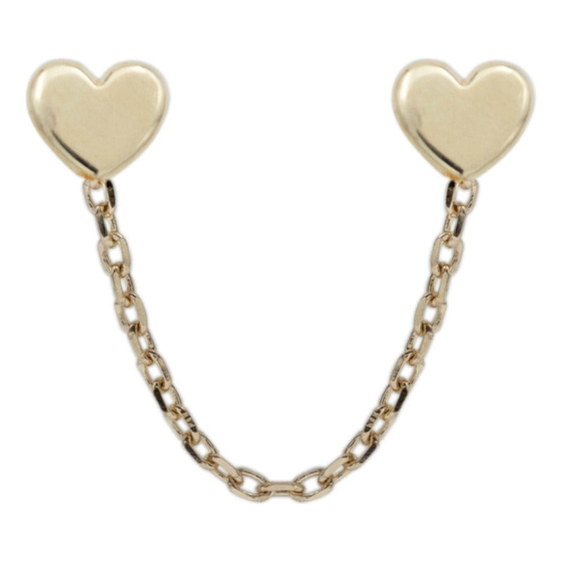 Arete Broquel Cadena Corazón Con Corazón Mujer Regalo Oro10k