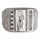 Anillo De Cuadro San Judas Tadeo Con Zirconias Plata Ley 925