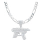 Collar Cadena Hombre Hiphop Submetralleta Gangster Plata925