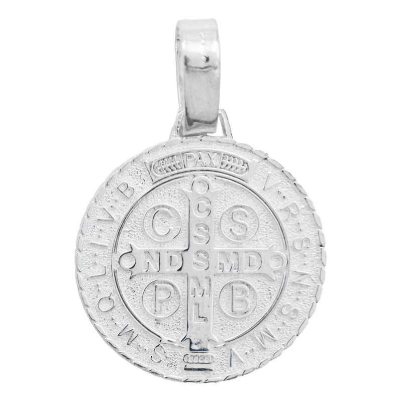 Dije Medalla Grande San Benito Diamantada Plata Ley 925