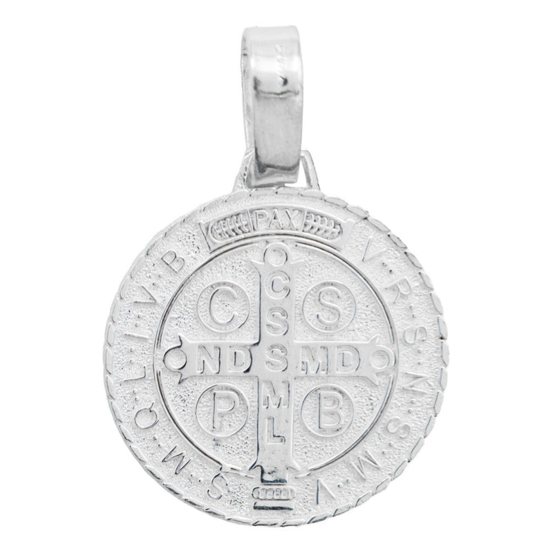 Dije Medalla Mediana San Benito Diamantada Plata Ley 925