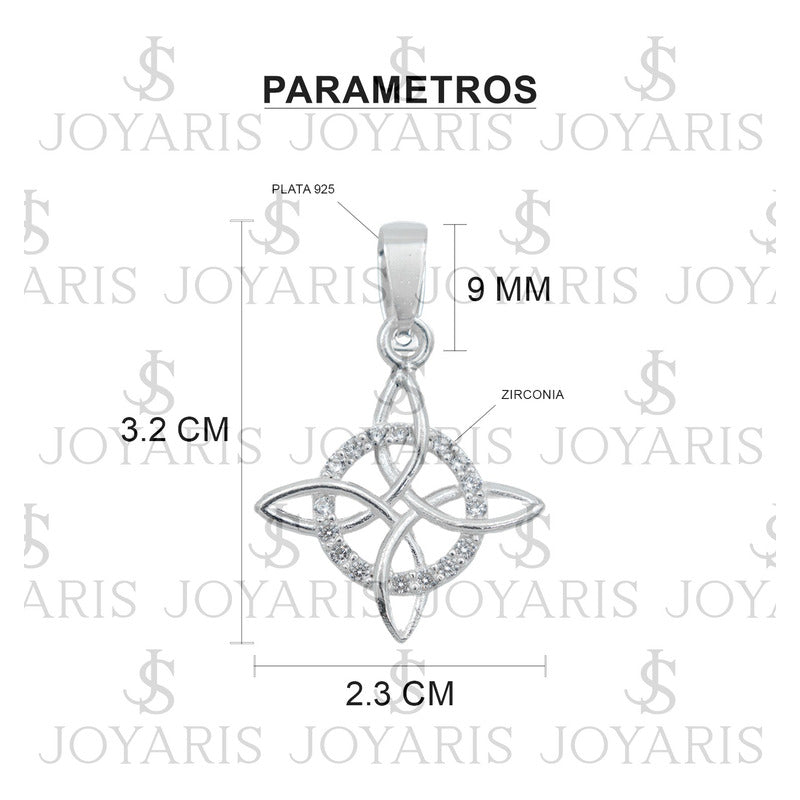 Dije Nudo Bruja Plata Solida 925 + Cadena 45 Cm Plata S925