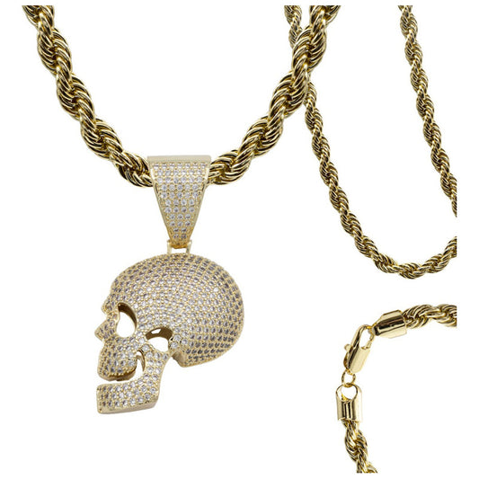 Dije Hombre Calavera Hiphop + Cadena Regalo Chapa Oro 14k