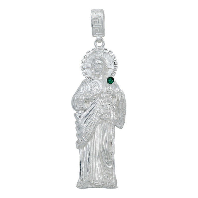Dije Grande San Judas Liso Artesanal  Plata Ley 925  8.5 Cm