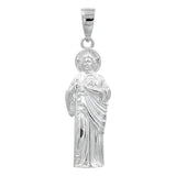 Dije Medalla Grande San Judas Tadeo Liso Plata 925 (5.5 Cm) Plateado