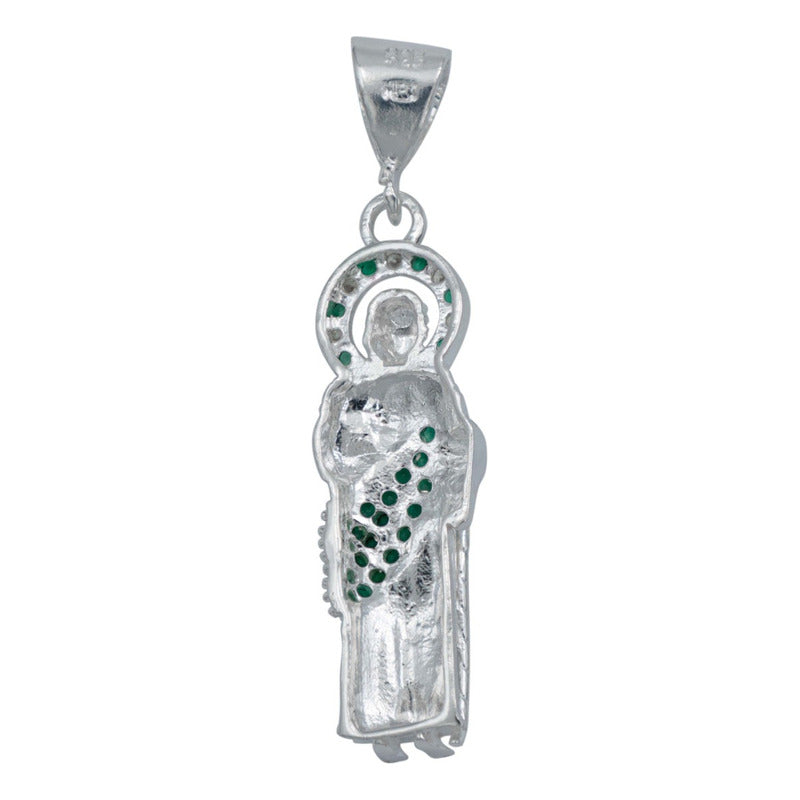Dijes San Judas Tadeo Zirconias Hombre Plata 925 Con Cadena