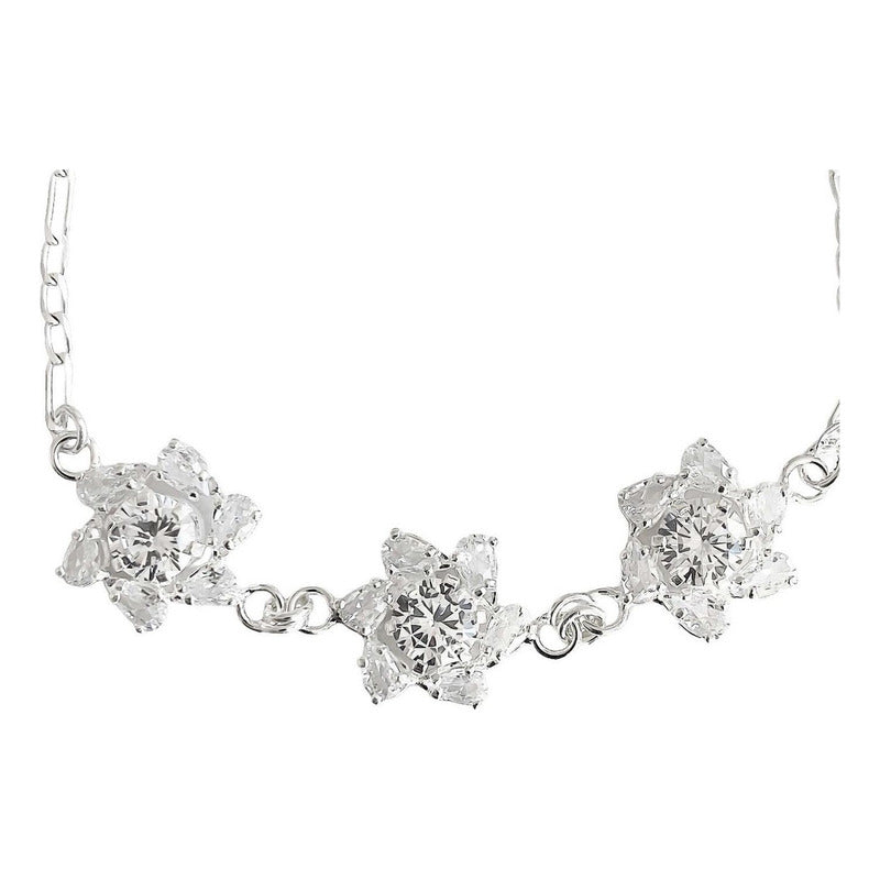 Pulsera Flores Con Zirconias Amor Regalo Plata Ley 925
