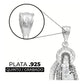 Dije Medalla Grande Santa Muerte Zirconias Plata 925 7.7 Cm - Negro