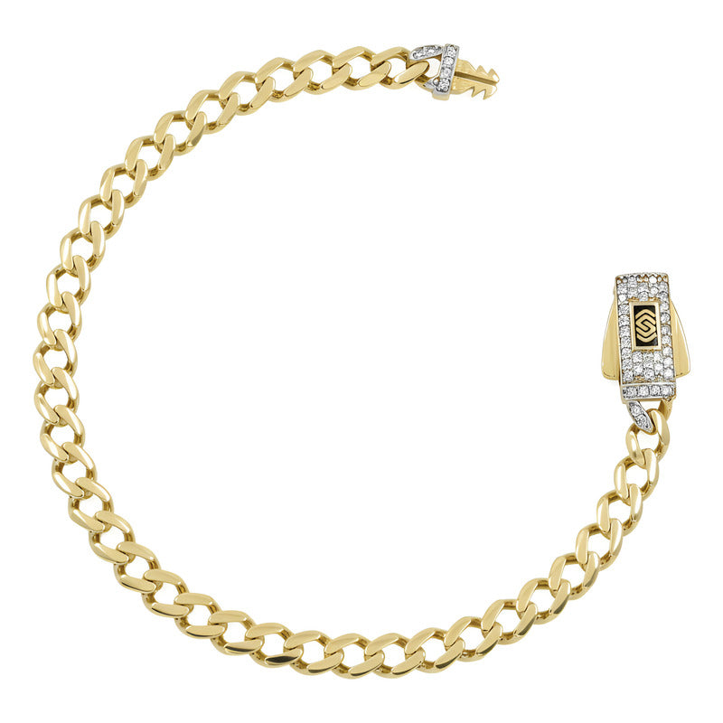 Pulsera Cubana Oro 10k Zirconias Unisex 18 Cm X 5 Mm 6.1g Amarillo 6 Cm 18 Cm