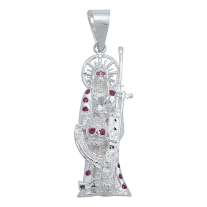 Dije Santa Muerte Rifle Calavera Zirconias Plata Ley 925