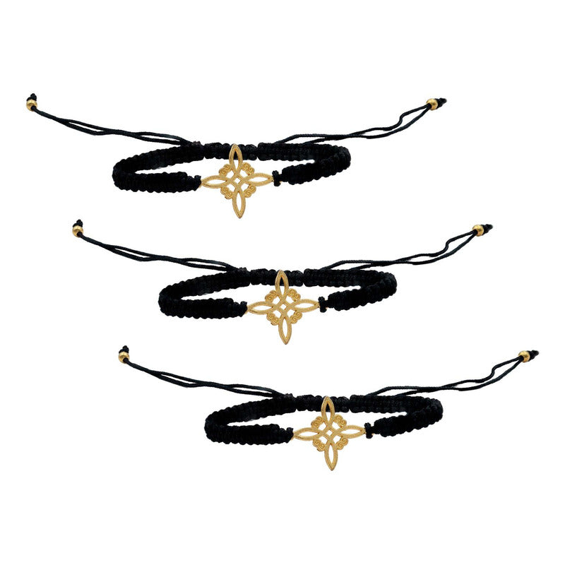 Pack 3 Piezas Pulseras Nudo De Bruja Artesanal Tejido Hilo