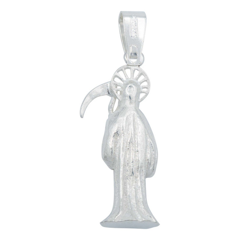 Dije Santa Muerte Liso Vista 3d Relleno De Plata Solida 925