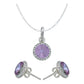 Juego Grande Cristal Dije Arete Cadena Mujer Regalo Plata925