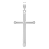 Dije Cruz Tubo Tubular Lisa Sencillo Hombre Plata .925 5 Cm Plateado