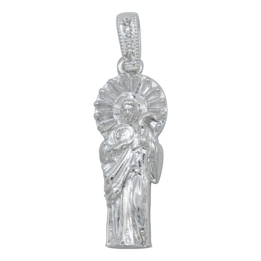Dije Chico San Judas Liso Zirconia Plata Ley 925 4.5 Cm