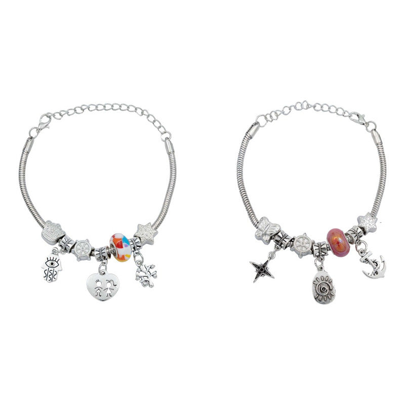 Pack 2 Pulseras Ajustable Charms Cadena Serpiente Mujer