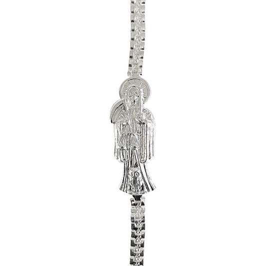 Pulsera Rolo Santa Muerte Lisa Plata Solida Ley 925