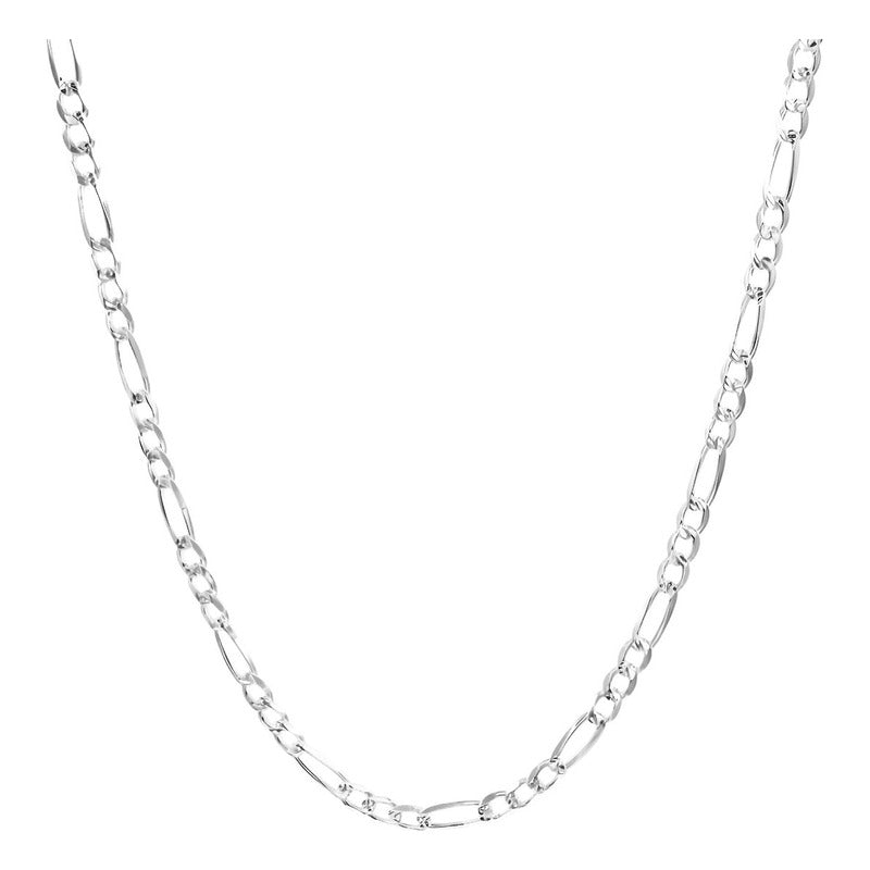 Cadena Figaro 3x1 Diamantada Hombre Plata 925 65 Cm X 5 Mm Plateado