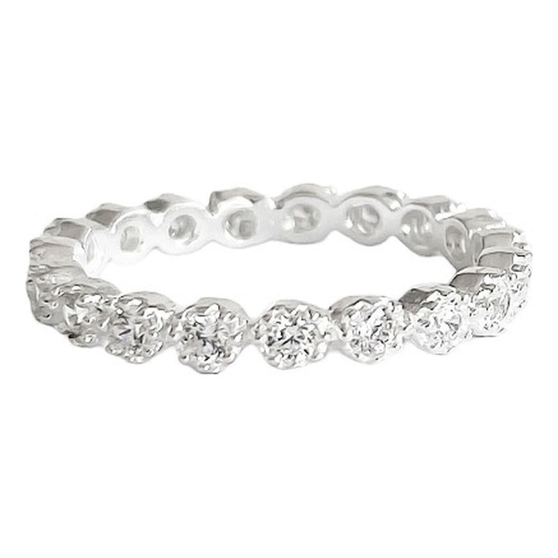 Anillo Churumbela Completa Zirconias De Plata Pura Ley .925