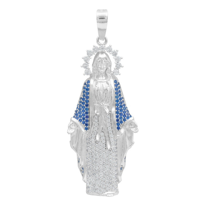 Dije Virgencita Milagrosa Zirconias Fátima Plata 925 5.8 Cm Plateado