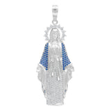 Dije Virgencita Milagrosa Zirconias Fátima Plata 925 5.8 Cm Plateado