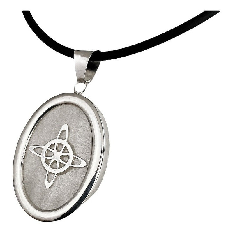 Collar Ajustable Caucho Nudo De Bruja Encapsulada Plata 925