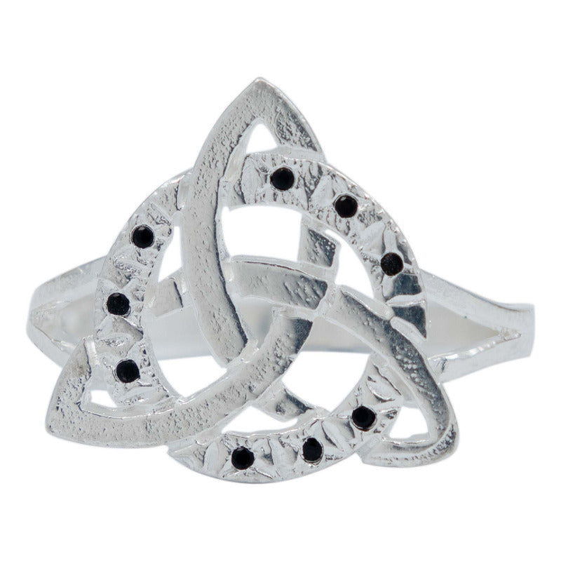 Anillo Diamntado Triqueta Celta Zirconias Plata Ley 925