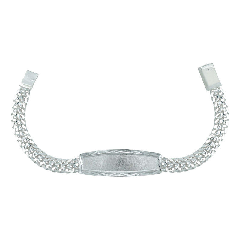 Esclava Doble Cubana Placa Diam Adolescente Plata Maciza 925